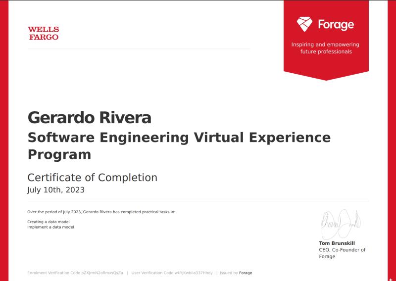 a screenshot of a forage certification for software engineering